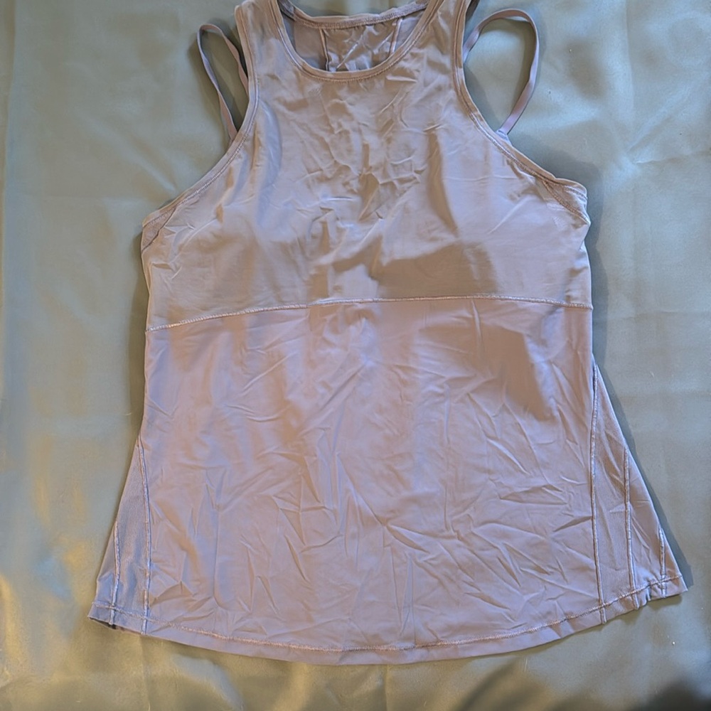 Sexy lululemon tank top built in bra mesh details size 10 Lavender Grey PERFECT - Picture 6 of 9
